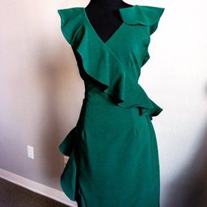 Elegant Green Ruffle Dress